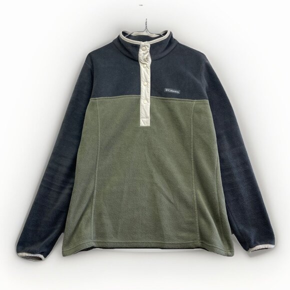 Columbia Jacket Wom M Benton Spring Half Snap Fleece Pullover Green / Gray Camp - Picture 1 of 15